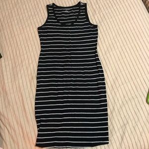 Tank top maternity dress, black & white stripe